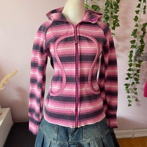 Vintage RARE Lululemon Scuba Jacket / Hoodie Striped Pink Ombré Smoky Rose Size